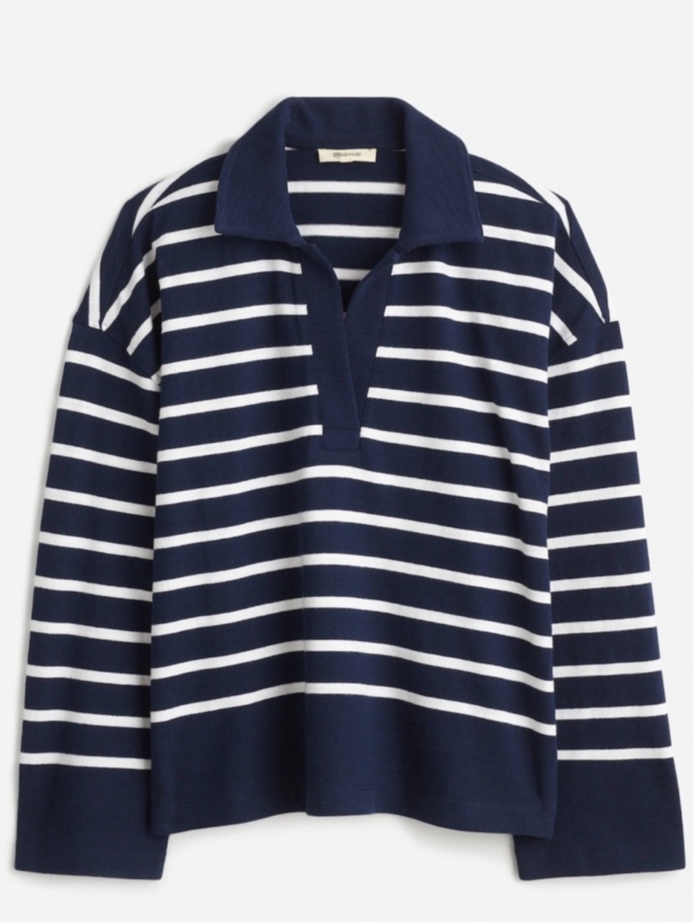 Madewell Long Sleeve Rugby Polo Tee Striped Navy women’s size XS NWT